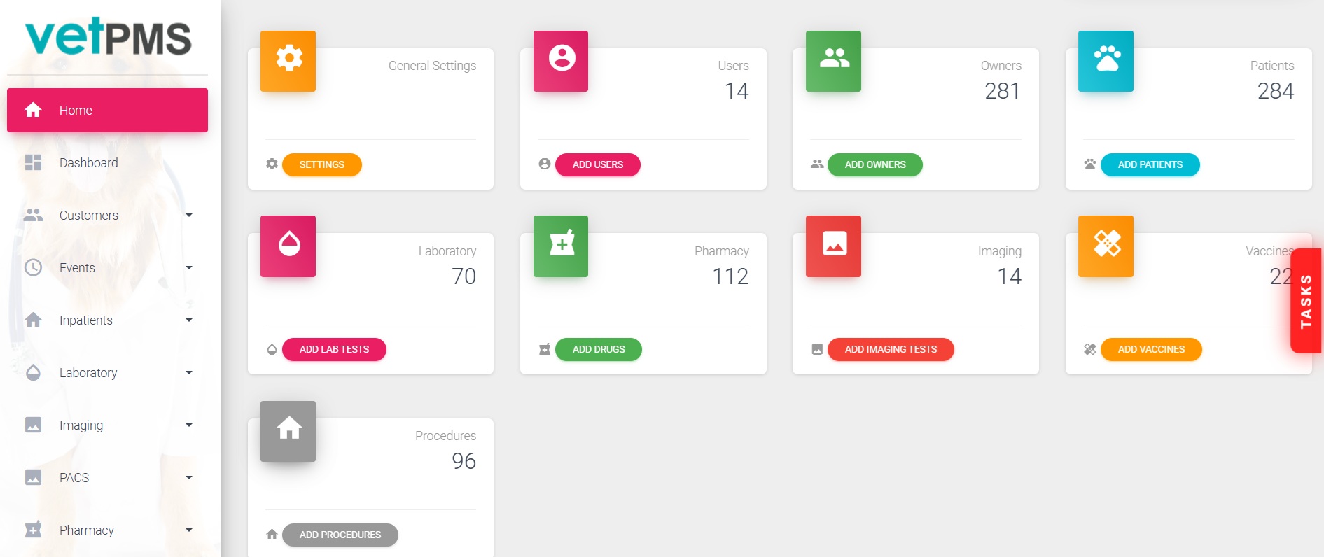 VetPMS dashboard
